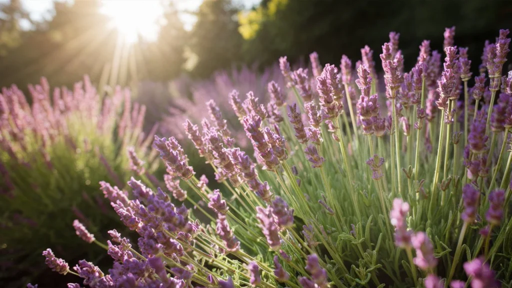 Lavender plants basking in full sun.